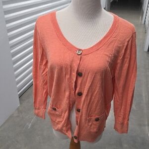 Banana Republic Coral Button-Up Lightweight Cardigan